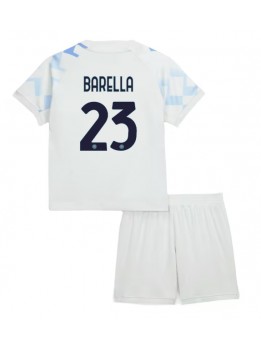 Inter Milan Nicolo Barella #23 Replika Borta Kläder Barn 2025-26 Kortärmad (+ byxor)